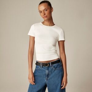 Fine rib short-sleeve T-shirt